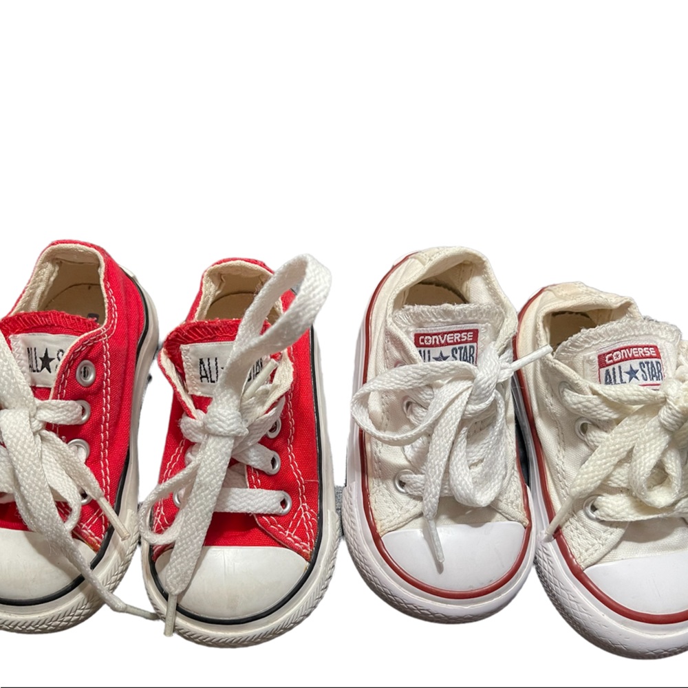 2 pairs of infant Converse All Stars red and white